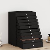 vidaXL Cutie de bijuterii 10 straturi cu suport pentru ceasuri negru