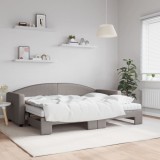 Cumpara ieftin Pat de zi cu extensie și saltele, gri taupe, 80x200 cm, textil