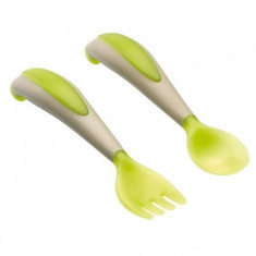 Set lingurita si furculita ergonomice Verde foto