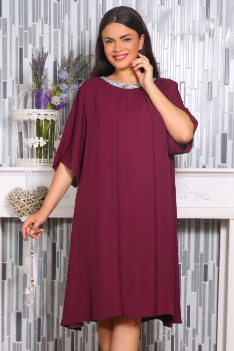 Rochie din Voal Karola Bordo - 64Marimea