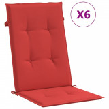 Perne scaun cu spatar &icirc;nalt, 6 buc., rosu, 120x50x3 cm, textil GartenMobel Dekor, vidaXL