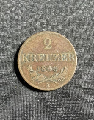 Moneda 2 kreuzer 1848 A Austria foto