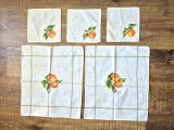 Lot 5 Șervete Vintage PICTATE MANUAL &ndash; Bumbac &ndash; Motiv Fructe &ndash; Decor Rustic