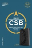 CSB Large Print Compact Reference Bible, Charcoal Leathertouch