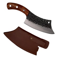 Cutit-satar, japonez, DEPOX&reg;, forjat manual, full tang 26 cm, otel inoxidabil, maner lemn, husa piele