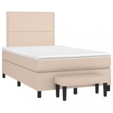 vidaXL Pat box spring cu saltea, cappuccino, 120x190cm piele ecologică