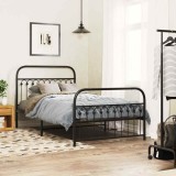 VidaXL Cadru pat metalic cu tăblii de cap/picioare, negru, 107x203 cm