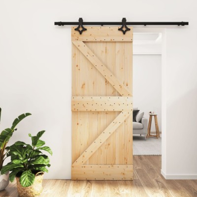 vidaXL Ușă glisantă cu set de feronerie 85x210 cm, lemn masiv de pin foto