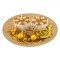 Platou Decorativ Crăciun, 2 Lum&acirc;nări Aurii, Fulgi, 13 cm