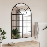 VidaXL Oglindă de perete, negru, 80x120 cm, arcuită, fier