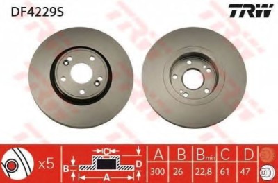 Disc frana RENAULT LAGUNA II (BG0/1) (2001 - 2016) TRW DF4229S foto