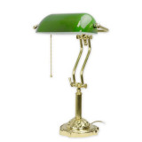 Lampa Banker mare din alama masiva antichizata cu abajur verde FZ-74, Veioze