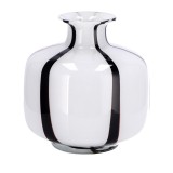 Cumpara ieftin Vaza flori sticla alba neagra 20 x 21 cm