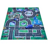 Covoras de joaca cu 3 masinute de politie,80x70 cm