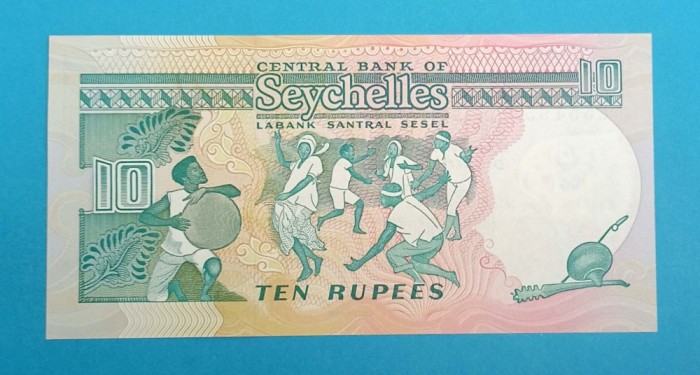 Bancnotă Seychelles (pick 32) 10 Rupees 1989 UNC serie: C5549..