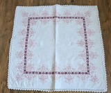 FATA DE MASA VINTAGE DIN BUMBAC GROS CU MODEL IN CRUCIULIȚE SI MARGINI CROSET
