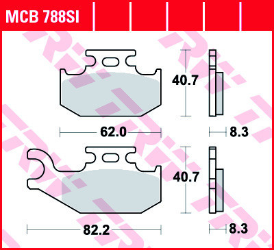 Set placute frana fata stanga TRW MCB788SI - ATV Suzuki LT-A King Quad - LT-A XP King Quad 4T LC 400-450-500-700-750cc