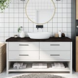 vidaXL Blat de baie, maro &icirc;nchis, 160x60x(2-6) cm, lemn masiv tratat