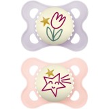 MAM Original Night 0m+ suzetă Purple/ Pink 2 buc