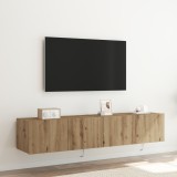 VidaXL Dulapuri de perete LED-uri, 2 buc. stejar artizanal 80x35x31 cm