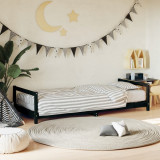 VidaXL Cadru de pat pentru copii, negru, 80x200 cm, lemn masiv de pin
