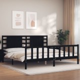 Cumpara ieftin Cadru pat cu tăblie 200x200 cm, negru, lemn masiv