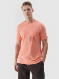 Tricou regular din bumbac organic cu imprimeu pentru bărbați - portocaliu, 4F Sportswear