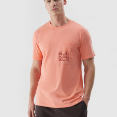 Tricou regular din bumbac organic cu imprimeu pentru bărbați - portocaliu