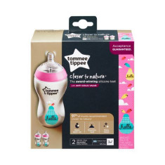 Biberon decorat Tommee Tippee, 340 ml, 2 buc, fete