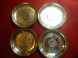 Set 4 Farfurioare suvenir metal argintat cu o moneda 1 Rupie 1949 Pakistan