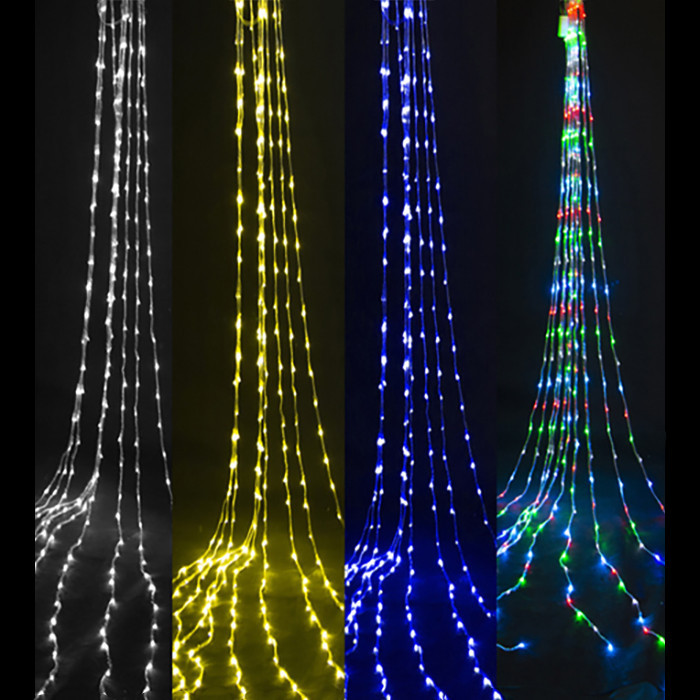 Instalatie tip perdea luminoasa, 400LED, 3x3m, diverse culori