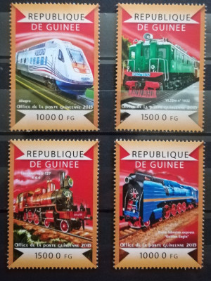 BC14, Guineea 2015, set colita+serie-trenuri foto
