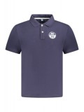 Cumpara ieftin Tricou polo barbati, cu imprimeu cu logo, Regular fit, Bleumarin, S