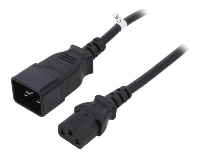 Cablu Alimentare IEC C13 Mamă la C20 Tată 1.2m Negru 10A 250V foto