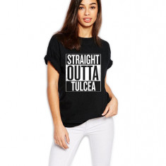 Tricou dama negru - Straight Outta Tulcea - XL