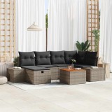 vidaXL Set de canapele pentru grădină cu pernă 7 pcs Gri Rattan poli 3360926