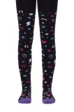 Ciorapi copii din bumbac flaușați cu model, Conte Kids Sof-Tiki 518, 128-134 (20), Nero