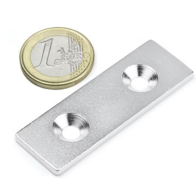 Placuta metalica cu doua gauri ingropate, 60x20x3 mm foto