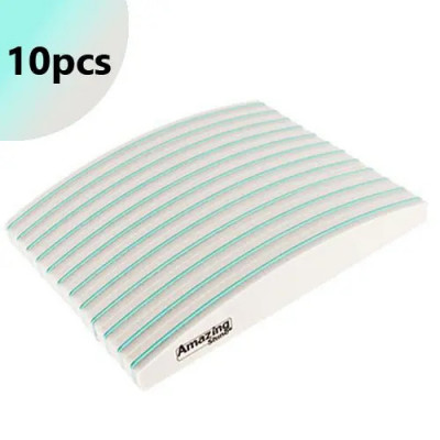 Pilă unghii Profi Sponge Halfmoon Zebra cu centru verde, 100/180 - 10buc foto