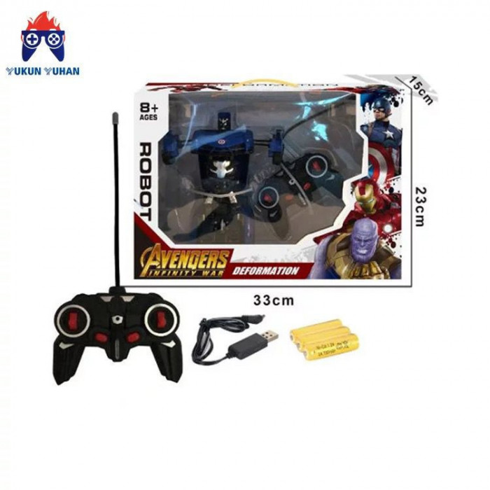 Jucarie Transformer 2in1, masina si robot, cu telecomanda, Spider Man, Iron