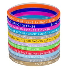 Bratari educationale multicolor, set 12 bucati, tabla inmultirii, silicon flexibil, pentru invatarea matematicii prin joaca, 4 ani+