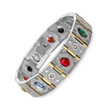 Bratara magnetica din otel inoxidabil, silver-gold, model SY106J
