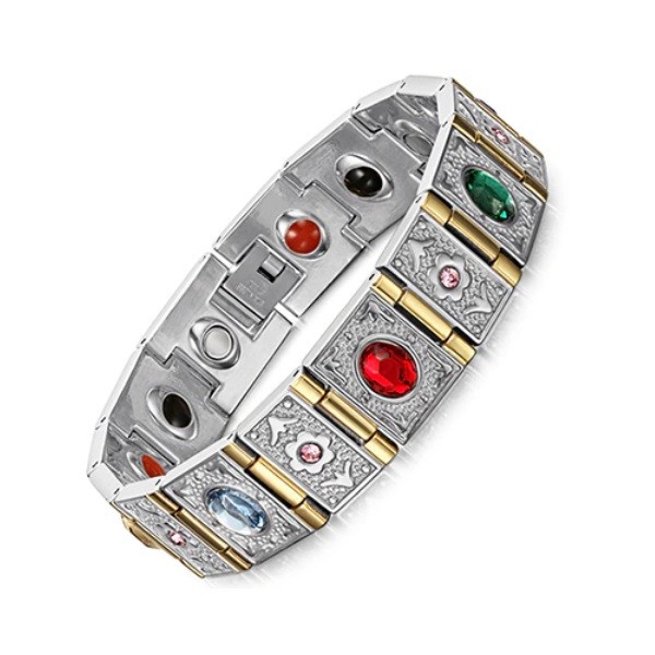 Bratara magnetica din otel inoxidabil, silver-gold, model SY106J