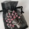 +Saculet organza-Brosa flori roz-VINTAGE- placata Aur 18k si cristale-martisor