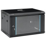 Dulap Server Retea Montare Perete 6U 19 inch vidaXL 600x450x375mm Negru IP20 Otel