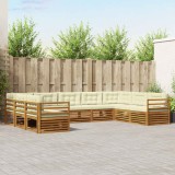 vidaXL Seturi de canapele 9 pcs Natural și Crem Lemn Solid de Acacia 3374110