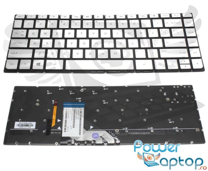 Tastatura HP Argintie Spectre X360 15 AP iluminata backlit