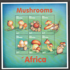 Gambia 2000-Flora,ciuperci,bloc 6 valori dantelate,MNH,Mi.3616-3621KB