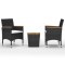 Set mobilier bistro, 3 piese, negru, poliratan/lemn de acacia