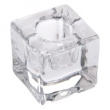 Sfeșnic Sticlă, Cub, Transparent, 4x4x4 cm